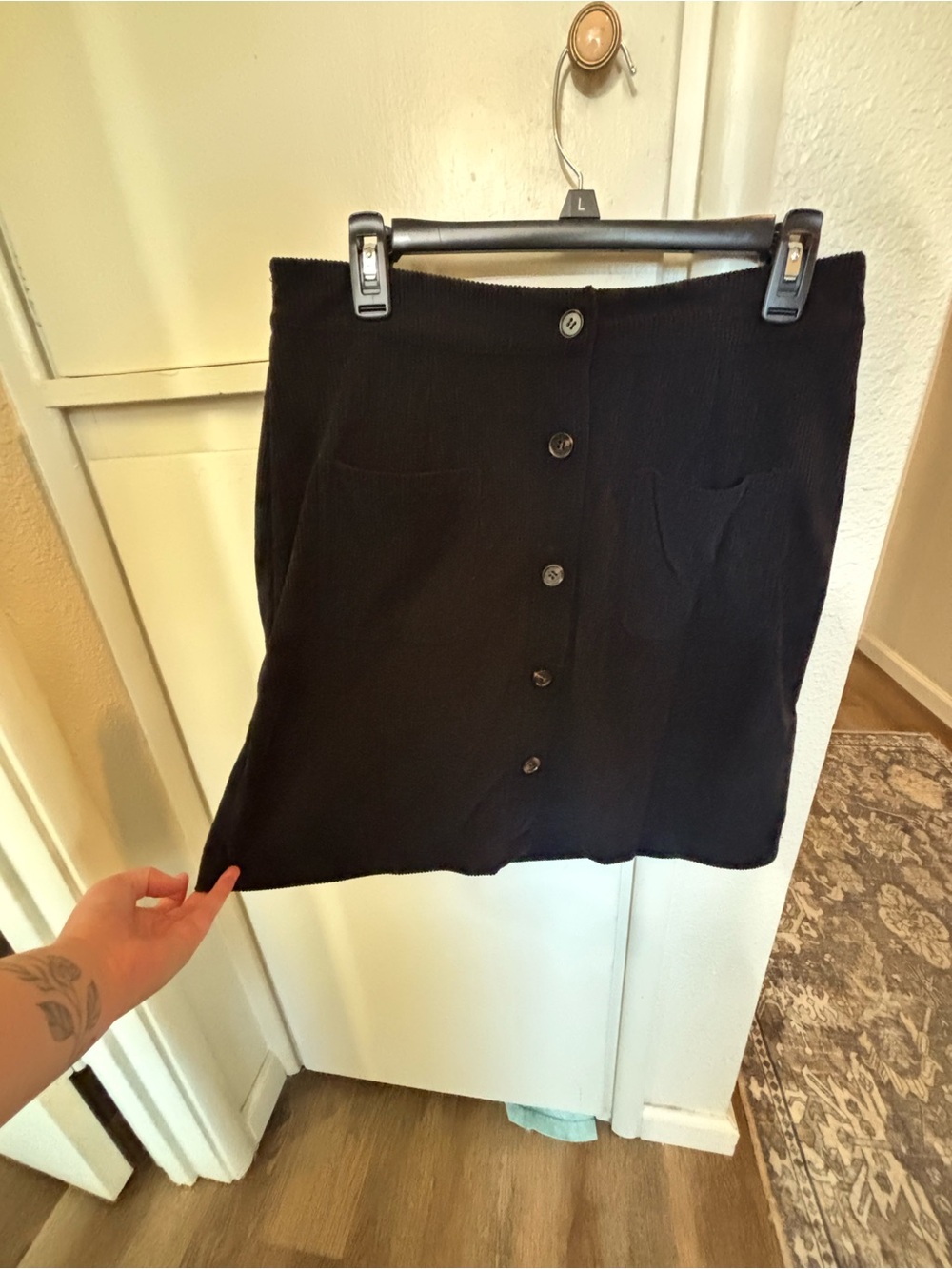 Amazon Black Button-Front Mini Skirt with Pockets